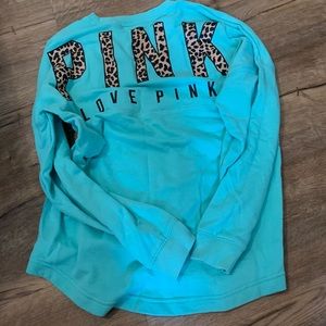 VS PINK long sleeve worn leopard print detail